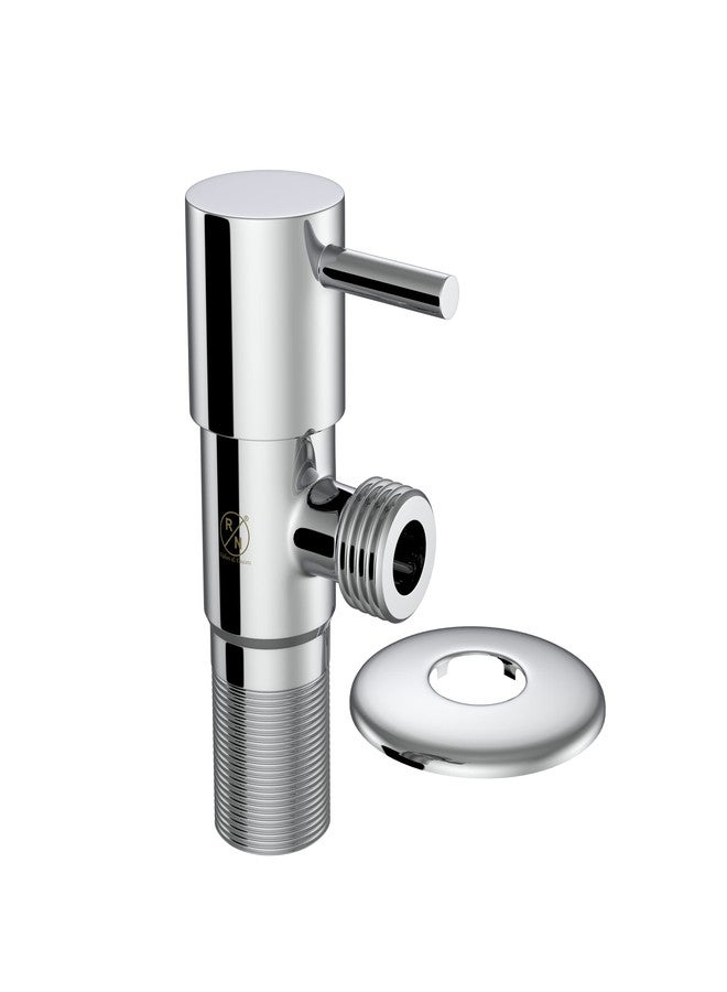 R. N. RN Turbo Angle Valve With Flange SS 304 for Bathroom, Kitchen Sink, Geyser & Washbasin | Angle Cock Chrome Finish_RNAV4001TU - Image 1